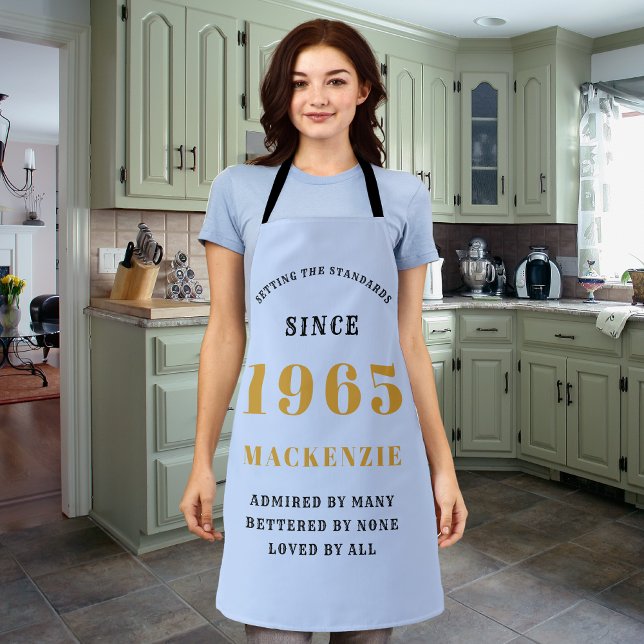 Geburtstag Geboren 1965 Blau Schürze (Personalized 60th birthday light blue long apron.)