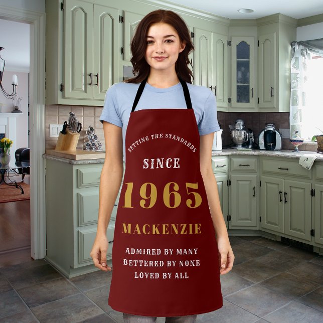 Geburtstag Geboren 1965 Rot Schürze (Personalized 60th birthday red apron )