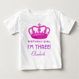 Geburtstag Girl Royal Princess Crown 3 Jahre alt V Baby T-shirt
