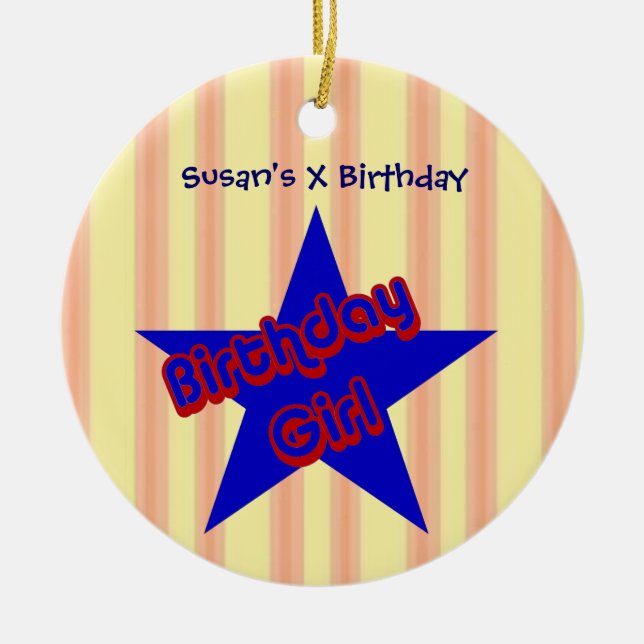 Geburtstag Girl Star Niedliches individualisierbar Keramikornament (Vorne)