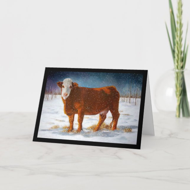 GEBURTSTAG: GLÜCKLICHER HALBTAG: PASTEL ART, COW KARTE (Vorderseite)