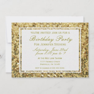 Geburtstag Gold Confetti Glitzer Bling Einladung