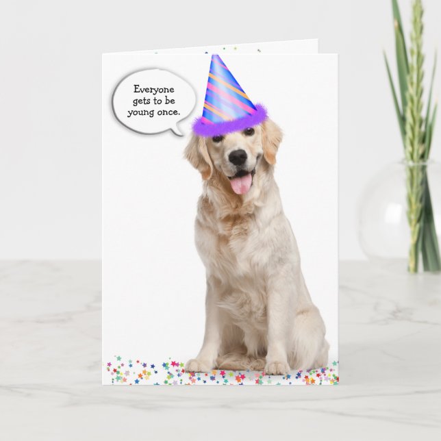 Geburtstag Golden Retriever auf Stars Karte (Vorderseite)