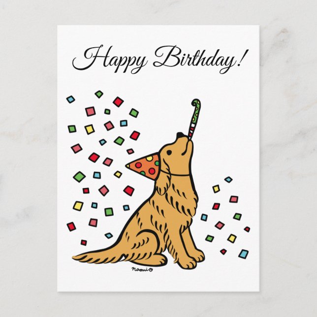 Geburtstag Golden Retriever Cartoon Postkarte (Vorderseite)
