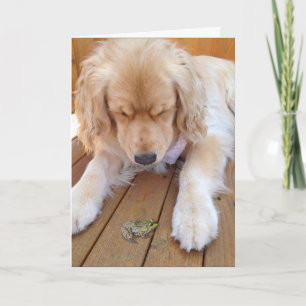 Geburtstag Golden Retriever mit Frosch Karte