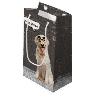 Geburtstag Golden Retriever mit Mustache Maske Kleine Geschenktüte