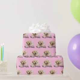 Geburtstag Golden Retriever und Daisies Geschenkpapier