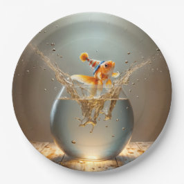 Geburtstag Goldfish springt aus Fishbowl Pappteller