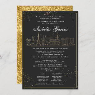 Geburtstag GoldGlitzer-Las Vegas Quinceañera Einladung