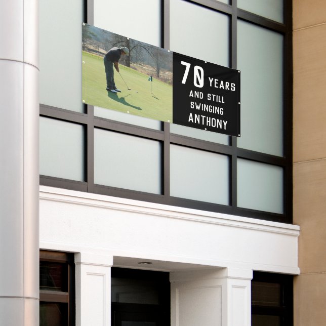 Geburtstag Golfer Funny 70. glücklicher Vater Par  Banner (Äußeres Gebäude)