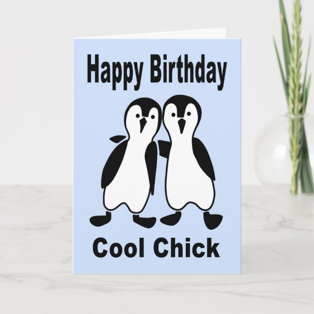 Geburtstag Grafik-Stil Niedlich Comical Pinguin Co Karte (Vorderseite)