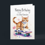 Geburtstag Grandson Fun Niedliche Katze auf Skateb Karte<br><div class="desc">Geburtstag Grandson Fun Niedliche Katze auf Skateboard</div>