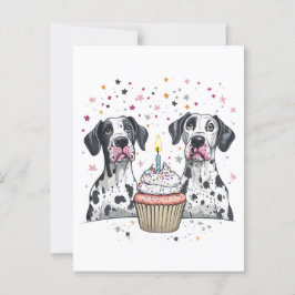 Geburtstag Große Dane Hunde Cupcake Postkarte