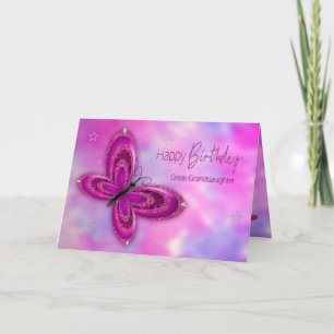 Geburtstag Große Grandtochter Glitzy Butterfly Karte