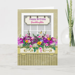 Geburtstag, Großhirn, Blume-Box im Fenster Karte