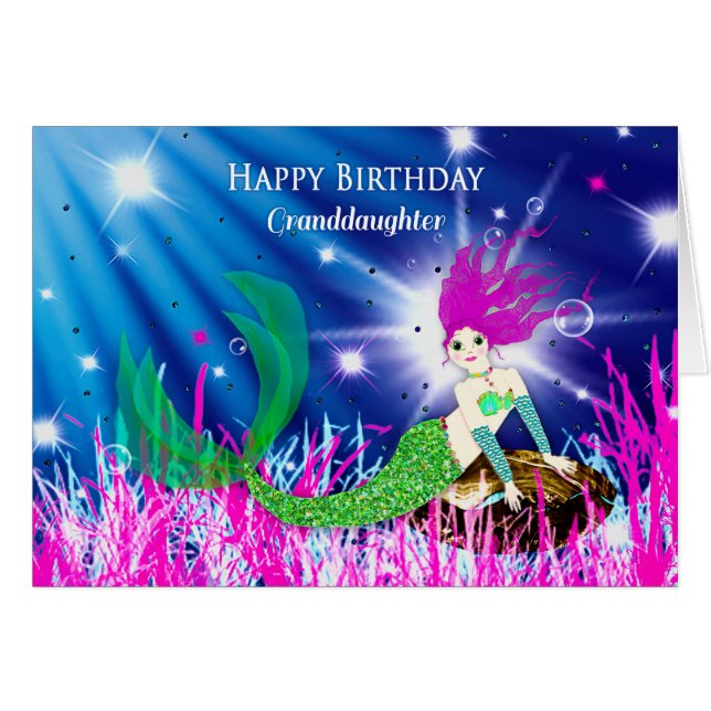 Geburtstag, Großtochter, Meerjungfrau in der Tiefs (Vorderseite (Horizontal))