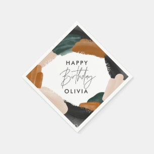 Geburtstag Grüne Terracotta abstrakte Aquarell Serviette