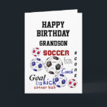 Geburtstag Gruß Grandson Fußball Fan Spaß Karte<br><div class="desc">Motivierend Fußballspiel,  Sportwörter machen eine lustige Karte für den Geburtstag des großen Fußballfans</div>