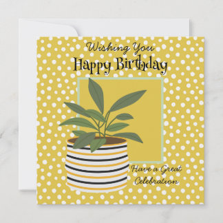 Geburtstag Gruß Moderne Pflanze Gold Sage Green