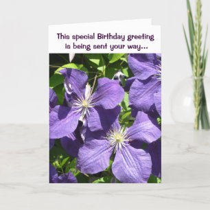 Geburtstag Grüße Lila Clematis Karte
