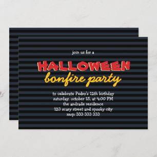 Geburtstag Halloween-Party Bonfire Teen Junge 12. Einladung
