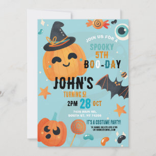 Geburtstag Halloween Pumpkin Blue Party Kids Einladung