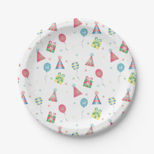 Geburtstag Hats Balloons präsentiert Muster farbi Pappteller