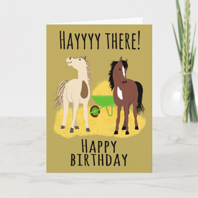 Geburtstag Hayyy Da Pferde Karte (Vorderseite)