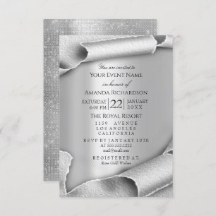 Geburtstag Hochzeit Jahrestag 3D Grau Silver Einladung