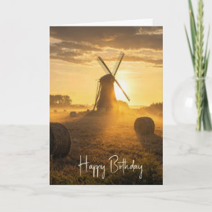 Geburtstag Holländische Windmühle in einem morgend Karte