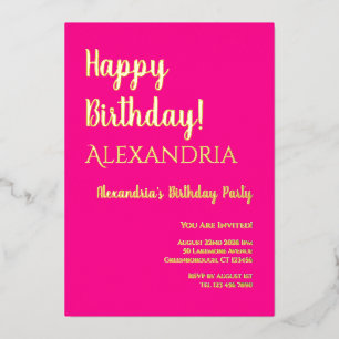 Geburtstag Hot Pink Alles Gute zum Geburtstag Echt Folieneinladung
