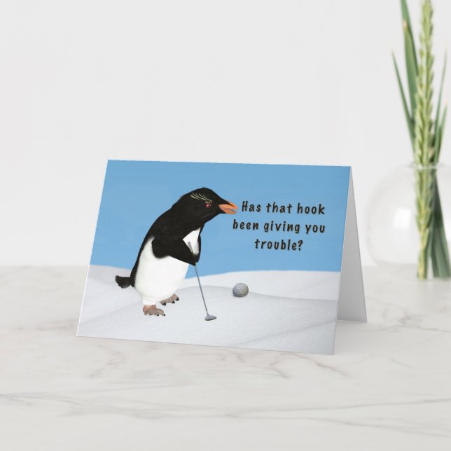 Geburtstag, Humorer Pinguin Golf spielen Karte (Vorderseite)