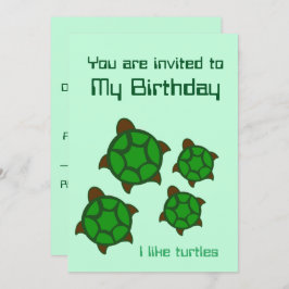 Geburtstag, ich mag Schildkröten, Einladung