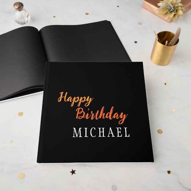 Geburtstag Ihr Name Minimalistisch Modern Gästebuch (Vorderseite offen)