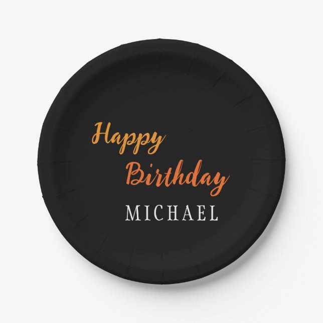 Geburtstag Ihr Name Minimalistisch Modern Pappteller (Vorderseite)