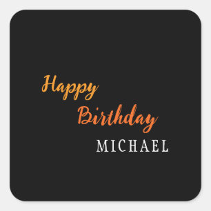 Geburtstag Ihr Name Minimalistisch Modern Quadratischer Aufkleber