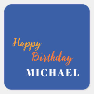 Geburtstag Ihr Name Minimalistisch Modern Quadratischer Aufkleber