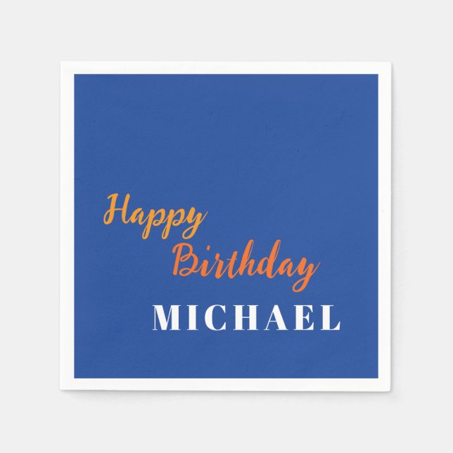 Geburtstag Ihr Name Minimalistisch Modern Serviette (Vorderseite)