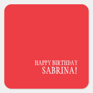 Geburtstag Ihr Name Minimalistisch Persönlich Mode Quadratischer Aufkleber