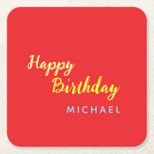 Geburtstag Ihr Name Minimalistisch Persönlich Mode Rechteckiger Pappuntersetzer