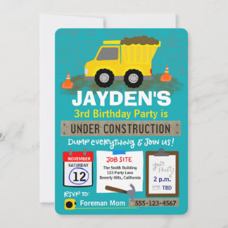Geburtstag im Bau Einladung