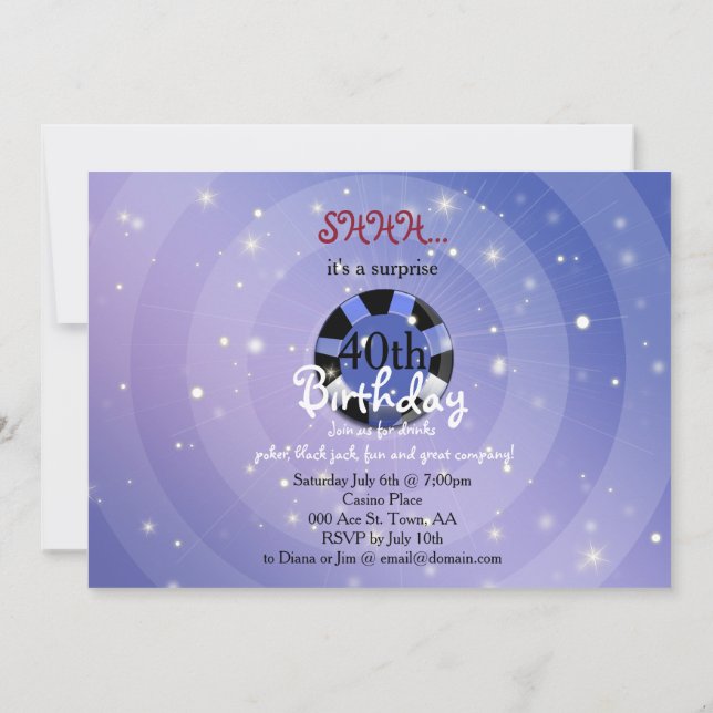 Geburtstag im Casino-Vegas-Stil einladen Einladung (Rückseite)