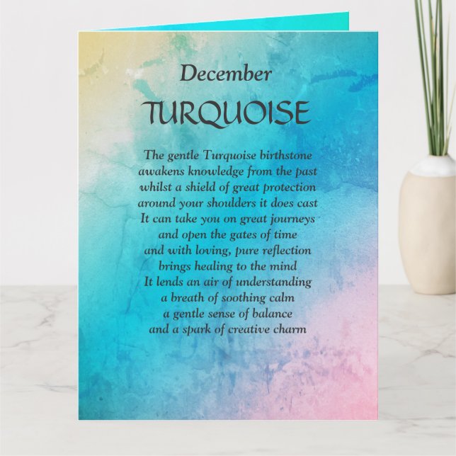 Geburtstag im Dezember Türkis Gruß Karte (Vorderseite)