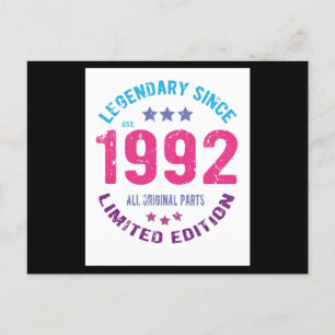 Geburtstag im Jahr 1992 Vintage Postkarte