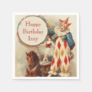 Geburtstag im Stil eines Vintage-Zirkusclowns Serviette