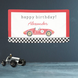 Geburtstag im Stil von Oldtimer-Rennwagen Banner