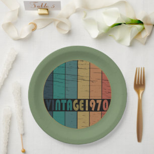 Geburtstag im Vintage-Stil 1970 Pappteller