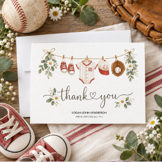 Geburtstag im Vintage-Wasserfarben-Baseball-Look Dankeskarte
