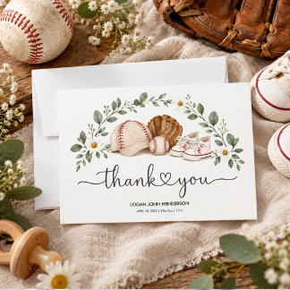Geburtstag im Vintage-Wasserfarben-Baseball-Look Dankeskarte