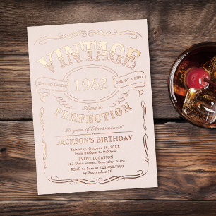 Geburtstag im Vintage Whiskey-Design in Rose Gold Folieneinladung